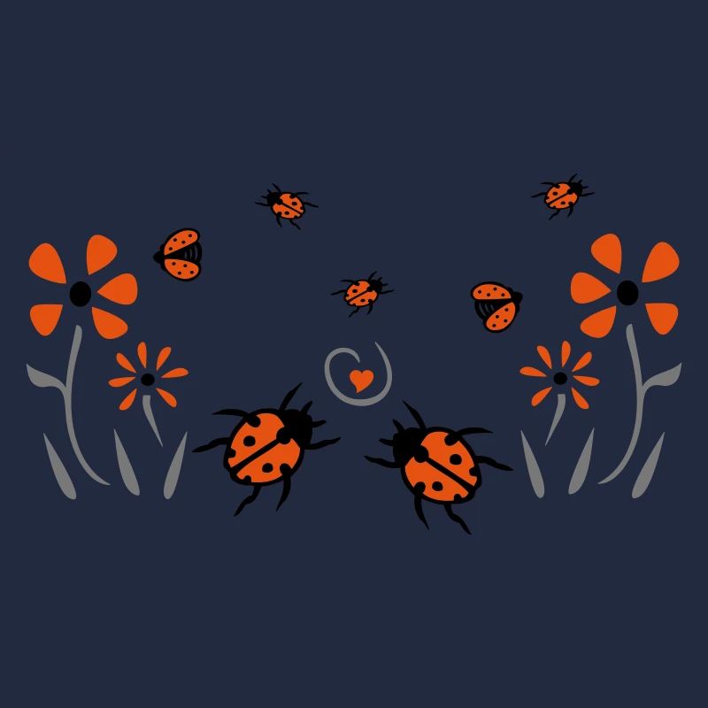 Coccinelles, fleurs, bonheur
