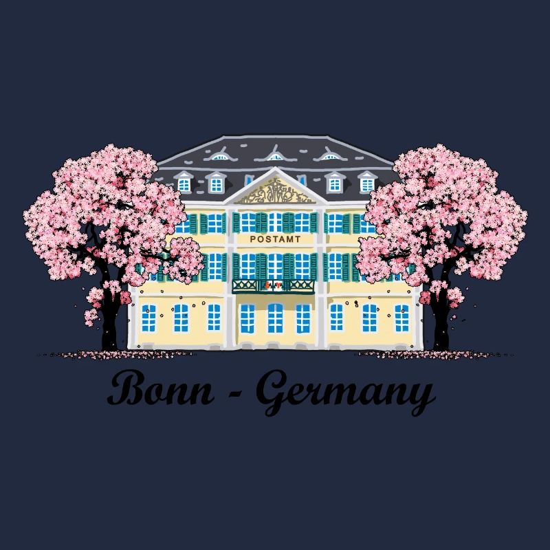 Bonn Old Post Office, Cherry Tree Blossoms, Germany