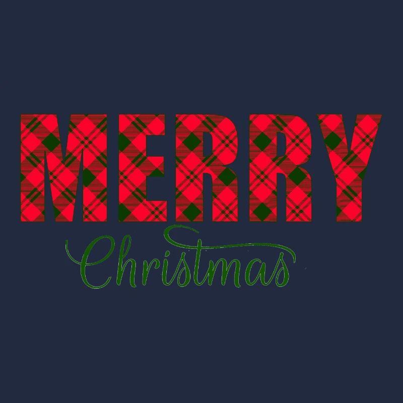 Merry Christmas Plaid Script