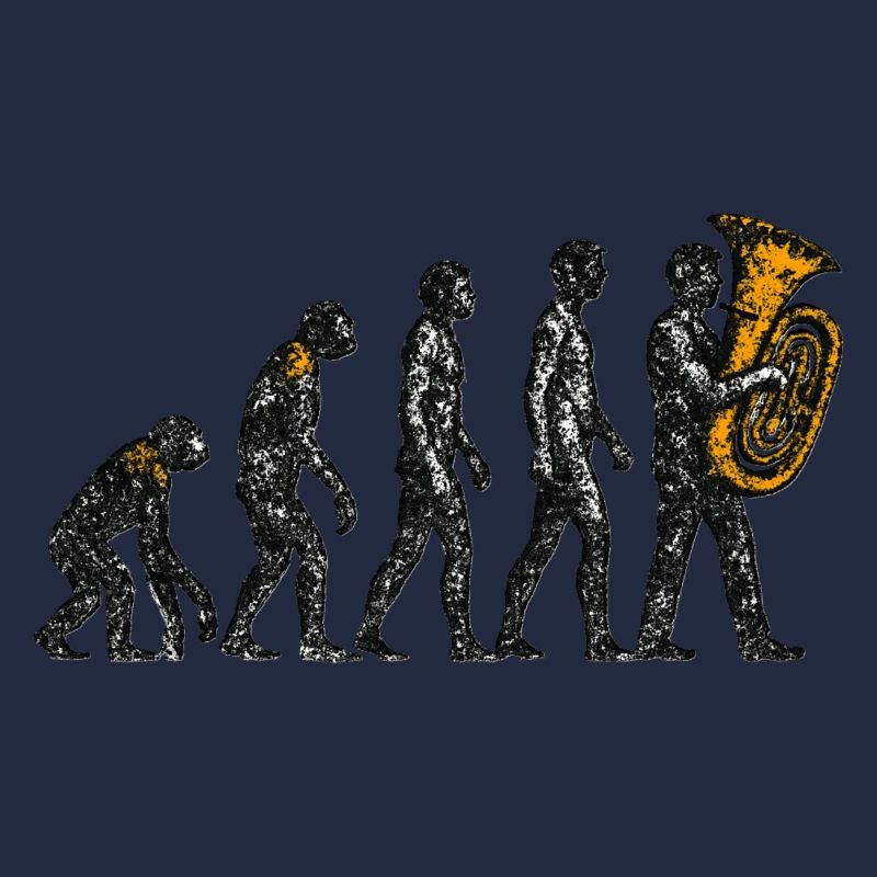 Evolution to Tuba Player Grunge Design