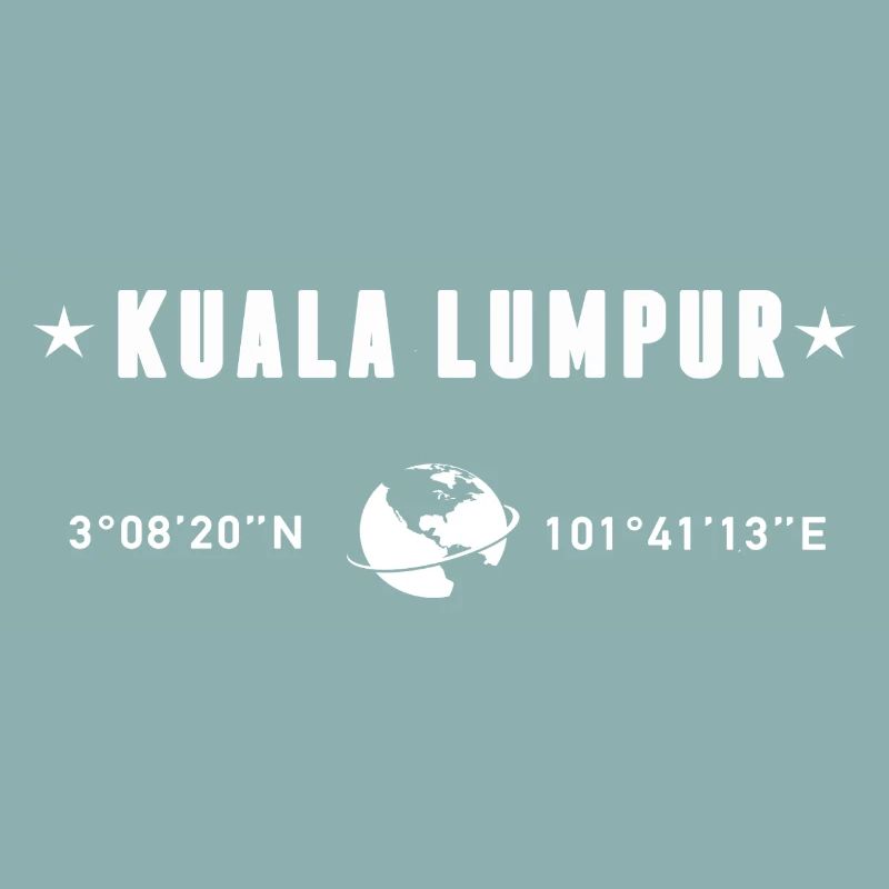 Kuala Lumpur Coordinates White Minimalist Typo