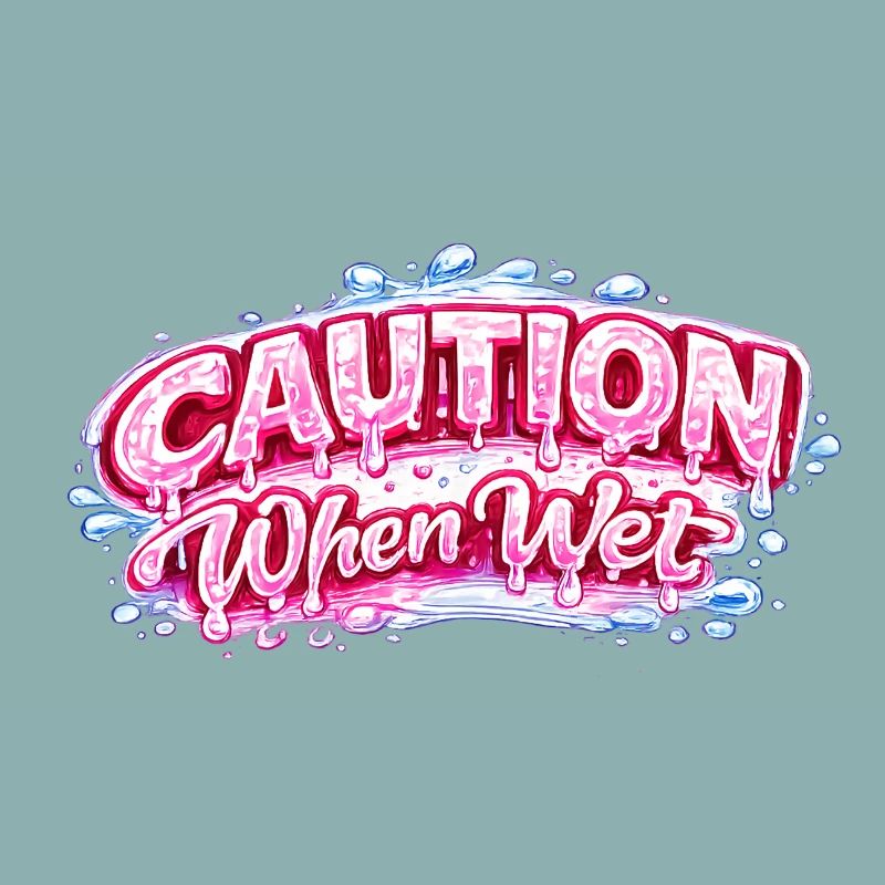 Caution When Wet Funny Flirty Statement Tee pun sp