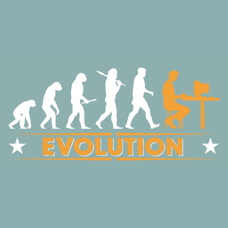 Computer Nerd Evolution - orange/weiss