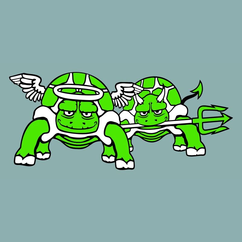 2 Tortues Conscience Équipe Devil Angel Mal Bien