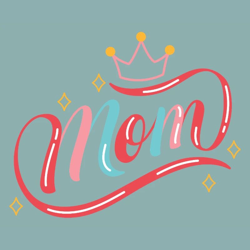 Crowned Mom Rainbow Script