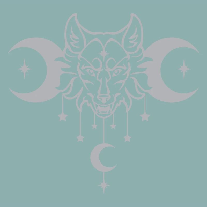 Wicca Moon Wolf - Anpassbare Farbe