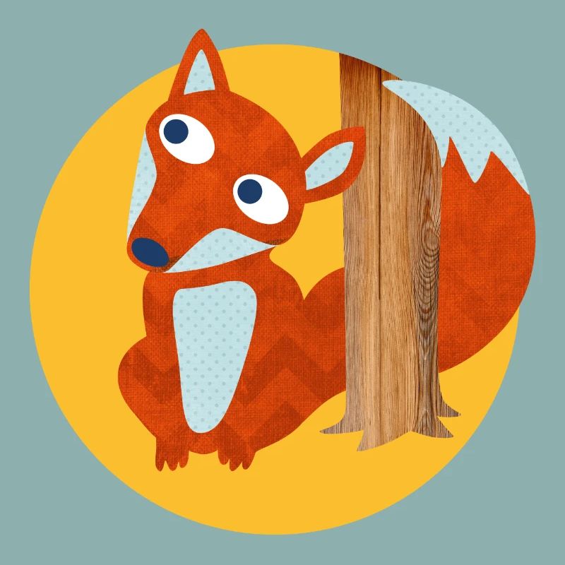 Fuchs Baumstamm Wald Kinderzimmer Comic Tierliebe