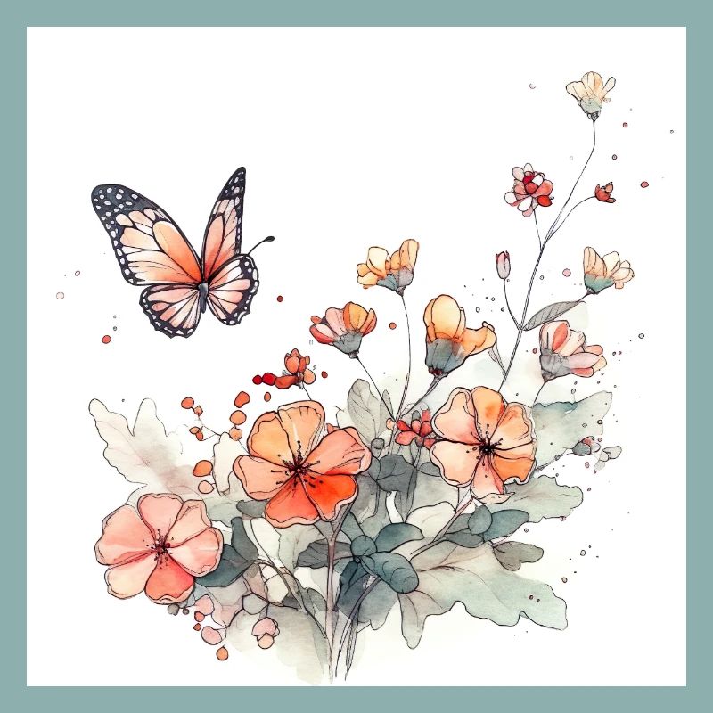 Affiche - Pré d’été avec papillon