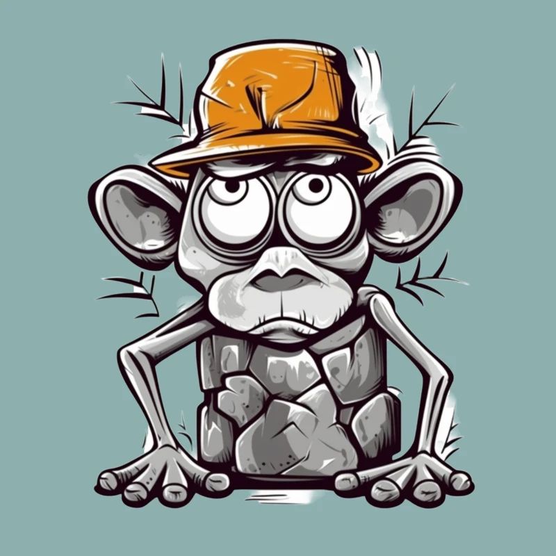 Humorous monkey with cap illustration