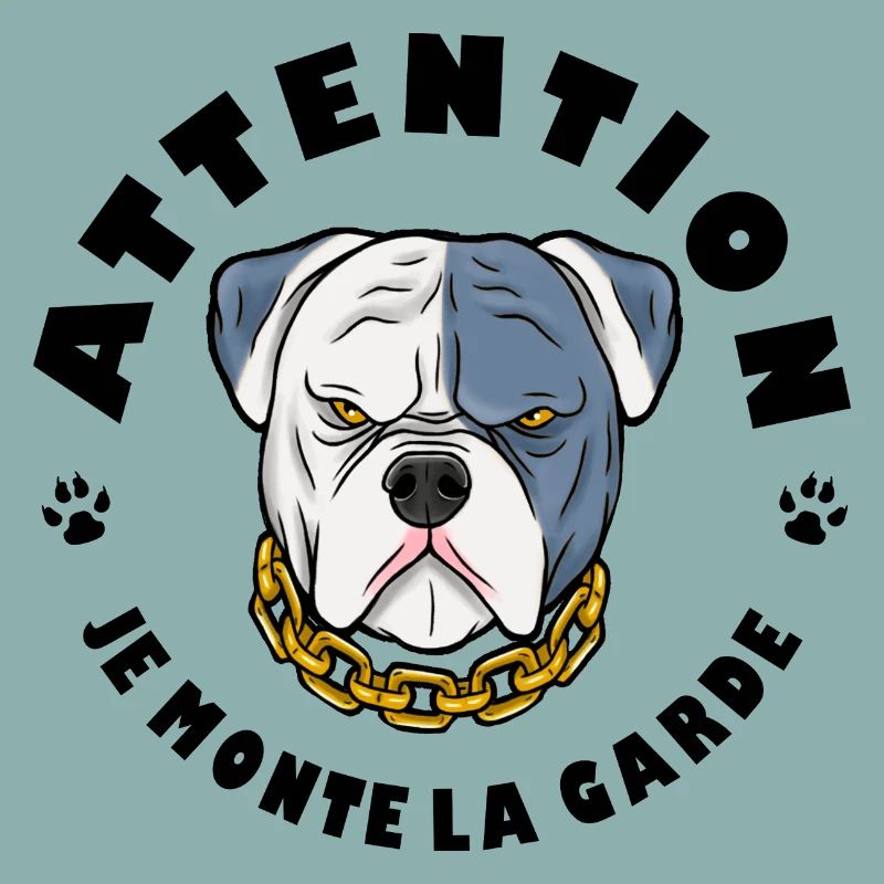 Pitbull chien Attention je monte la garde