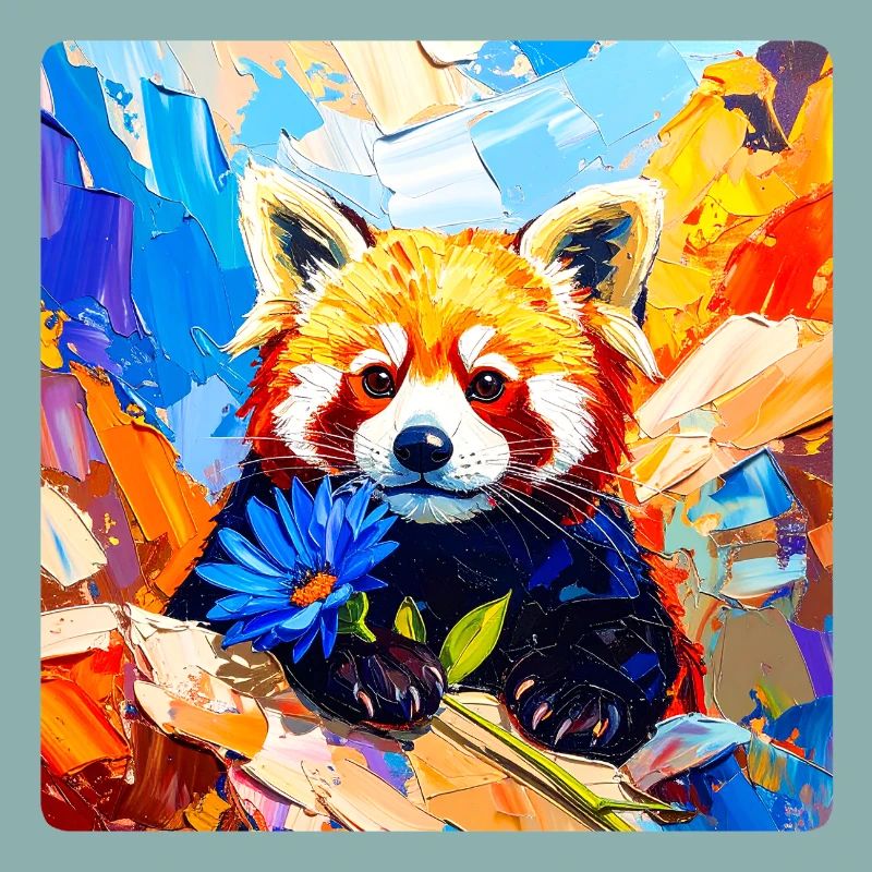 Roter-Panda-Blaue Blume