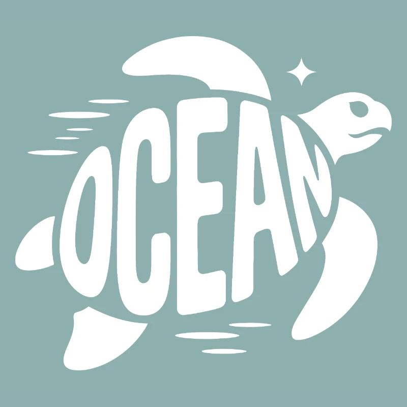 Ocean - Cool Turtle Ocean Logo