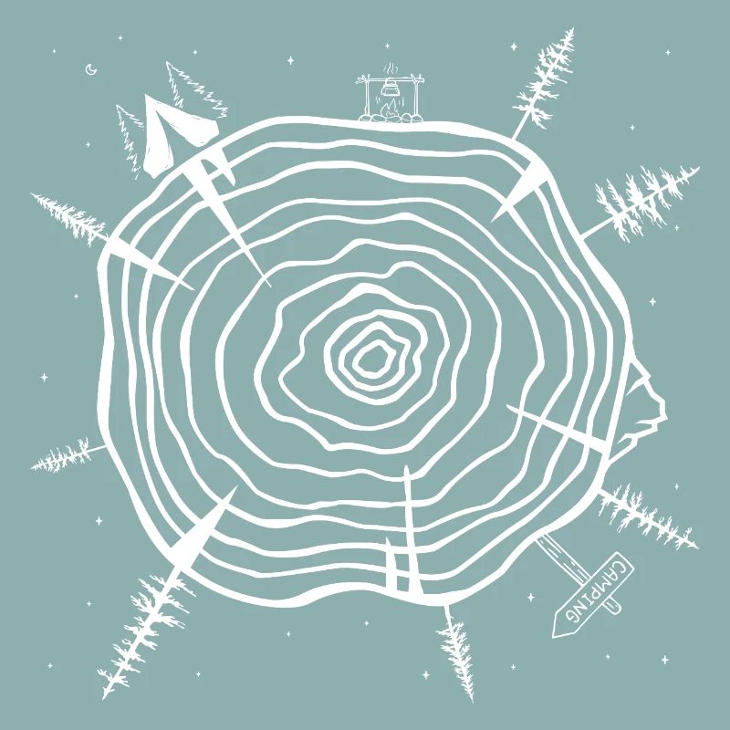 Minimalistischer Baumring Wald Design