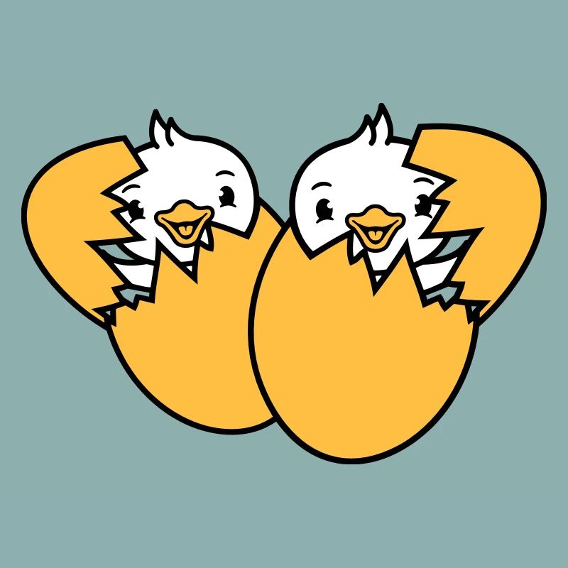 2 Birds Two Chicks Egg Hatch Born Eggshell