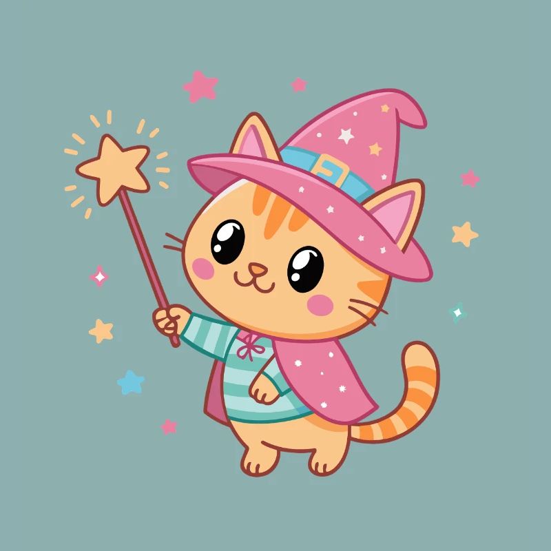 Chat Sorcier Étoilé Magicien