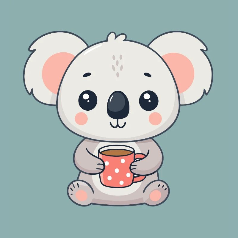Koala mignon au café