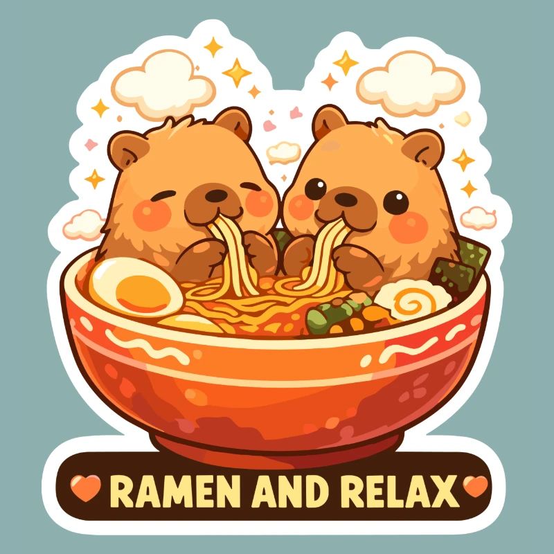 Capybara Ramen & Relax Sticker