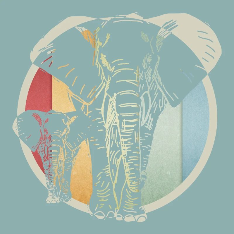 Bunter retro Elefant