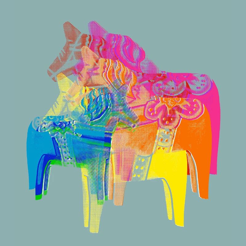 Pop Art Dala Pferde -Weihnachts Pulli Skandi Style