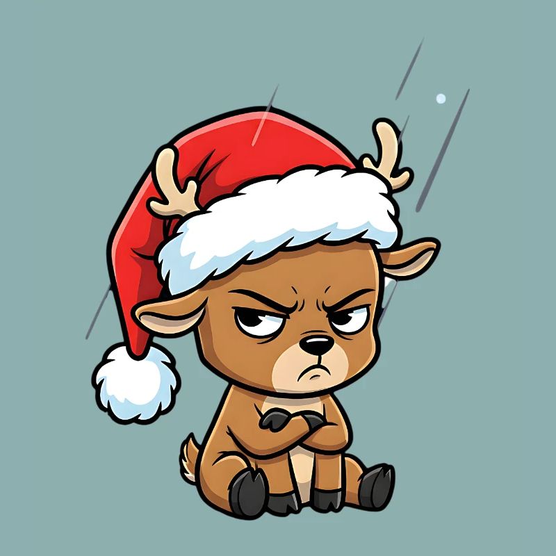 Funny Grumpy Reindeer Christmas Comic Motif