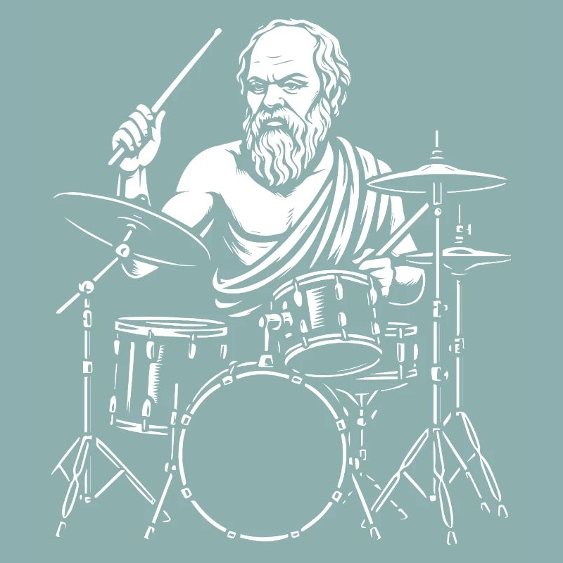 Ancient Socrates  Drummer Line Art