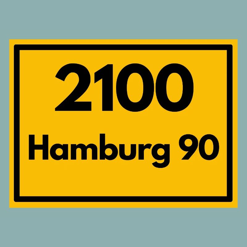 Panneau de lieu - puis rétro ancien code postal 2100 HAMBOURG 90