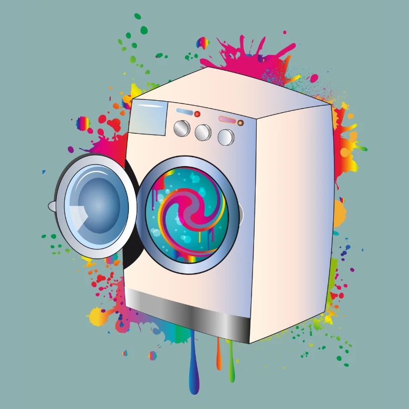 Machine à laver dans le style graffiti avec un linge de couleur
