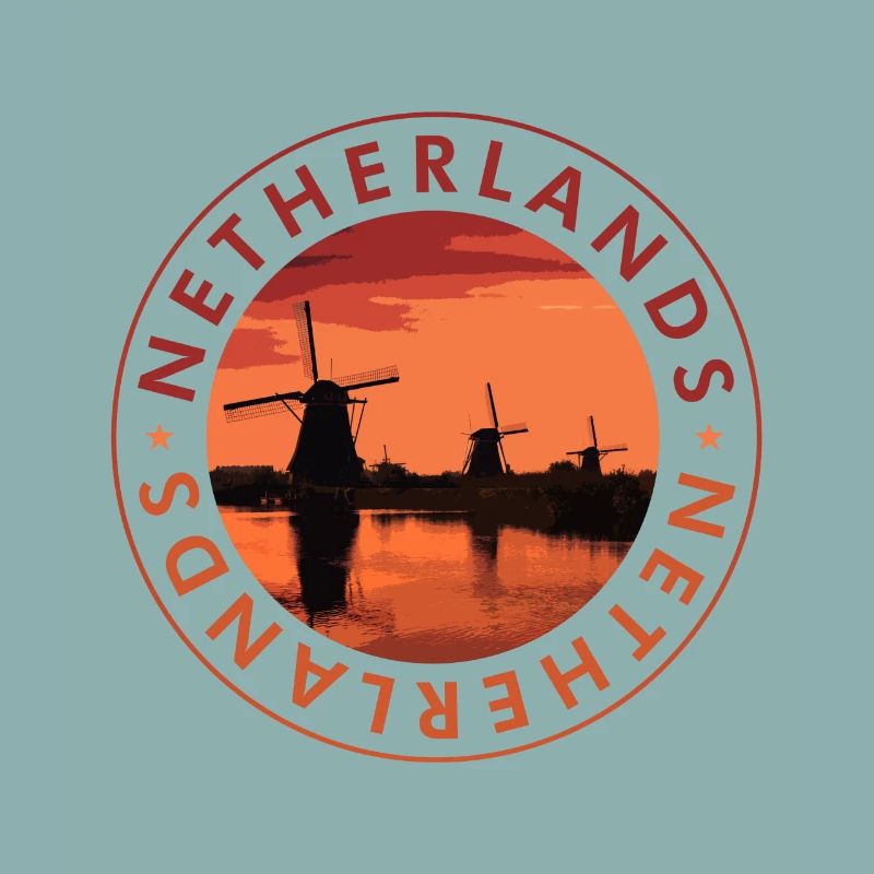 Netherlands Windmills Evening Stamp