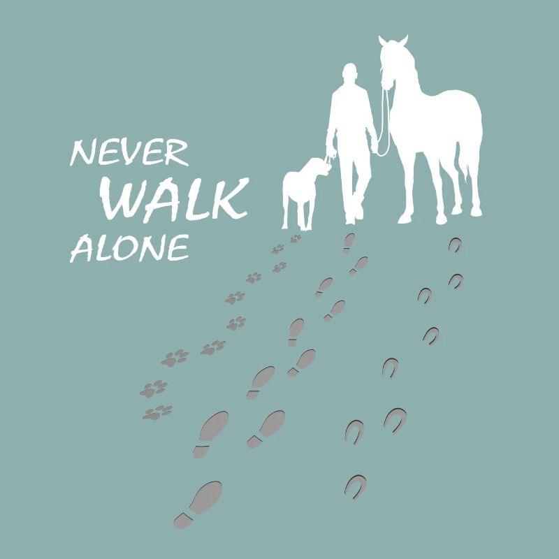 Never walk alone - Hund Pferd Reiter, Backprint