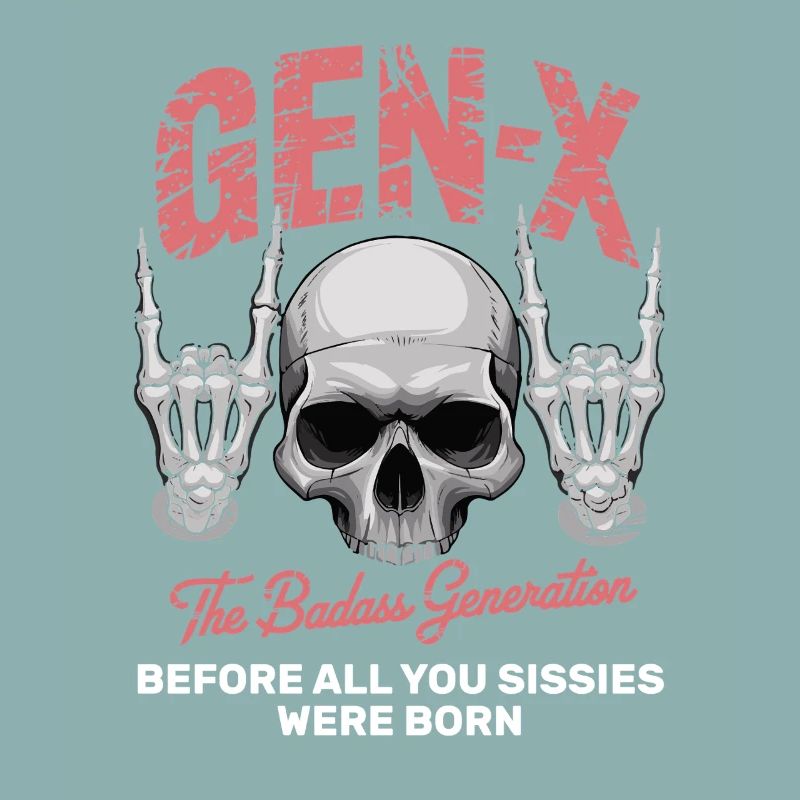Sarcasm Gen X Badass Skull Retro Design