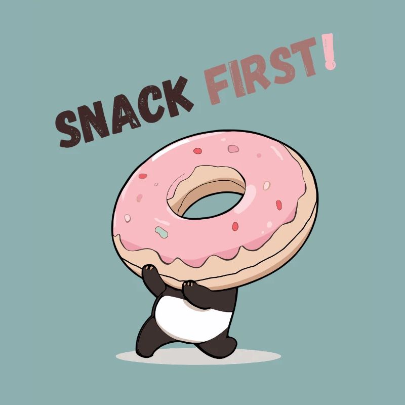 Playful panda bear with donut