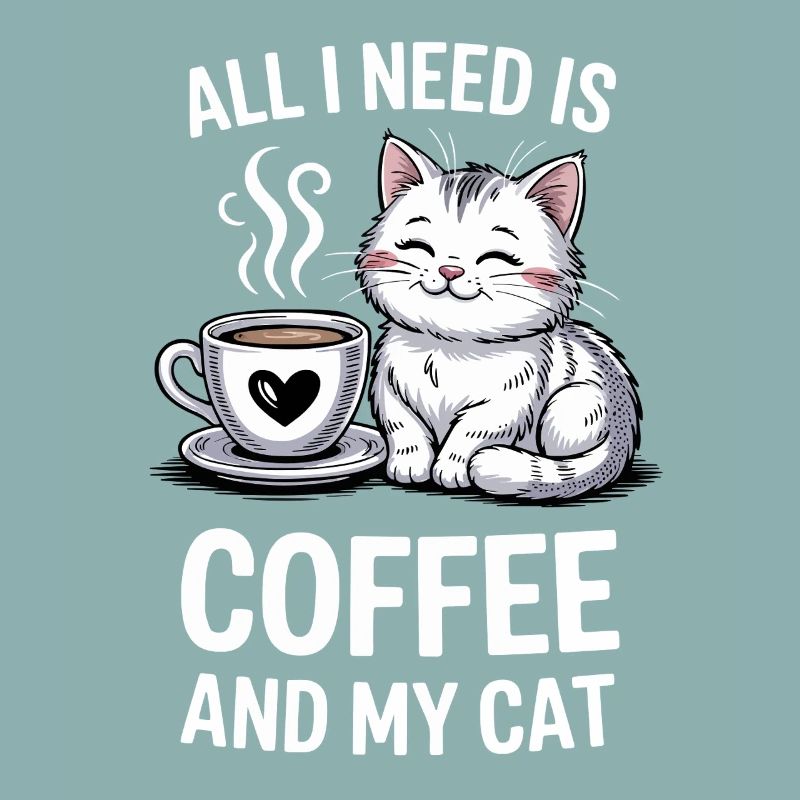 Conception de citation de café et de chat