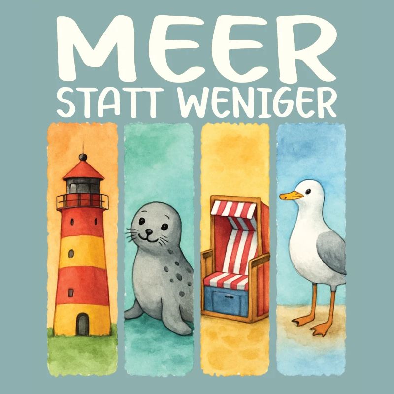 Moin Leuchtturm Robbe Strandkorb Möwe Küste