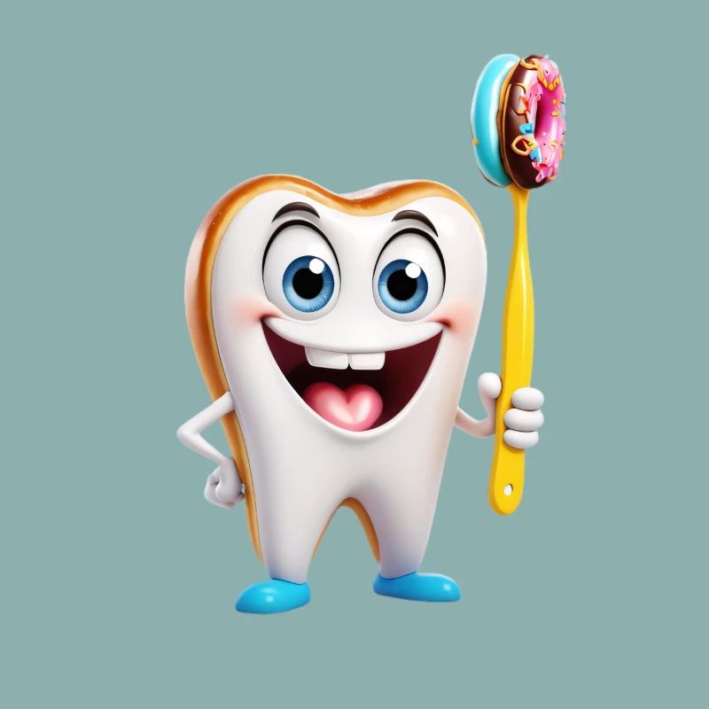 Dent heureuse avec brosse beignet