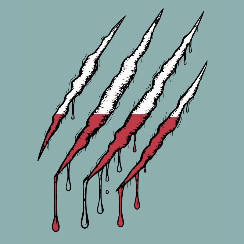 Pologne Drapeau Griffe Grunge Polska Scratch Trace