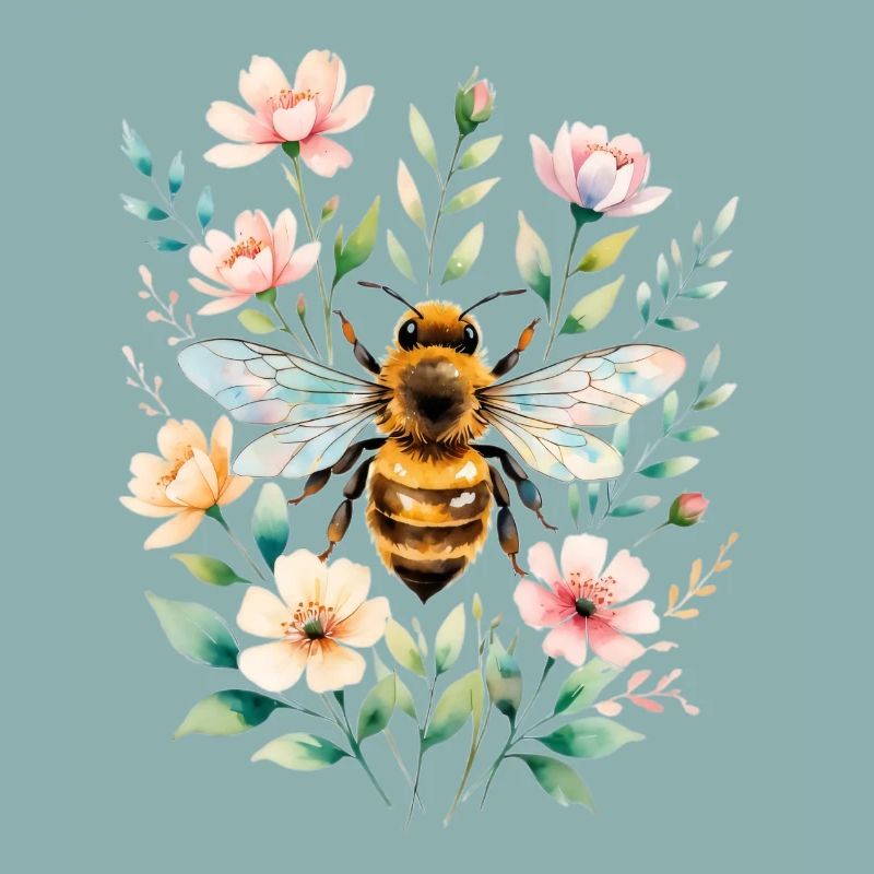 Abeille dans un cadre de fleur