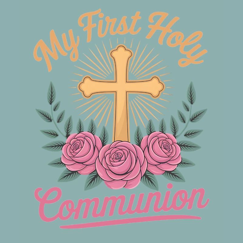 First Holy Communion Cross Roses