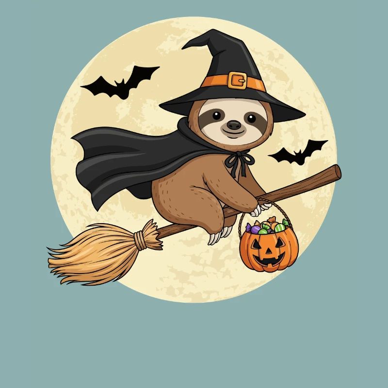 Cute Sloth Witch Halloween