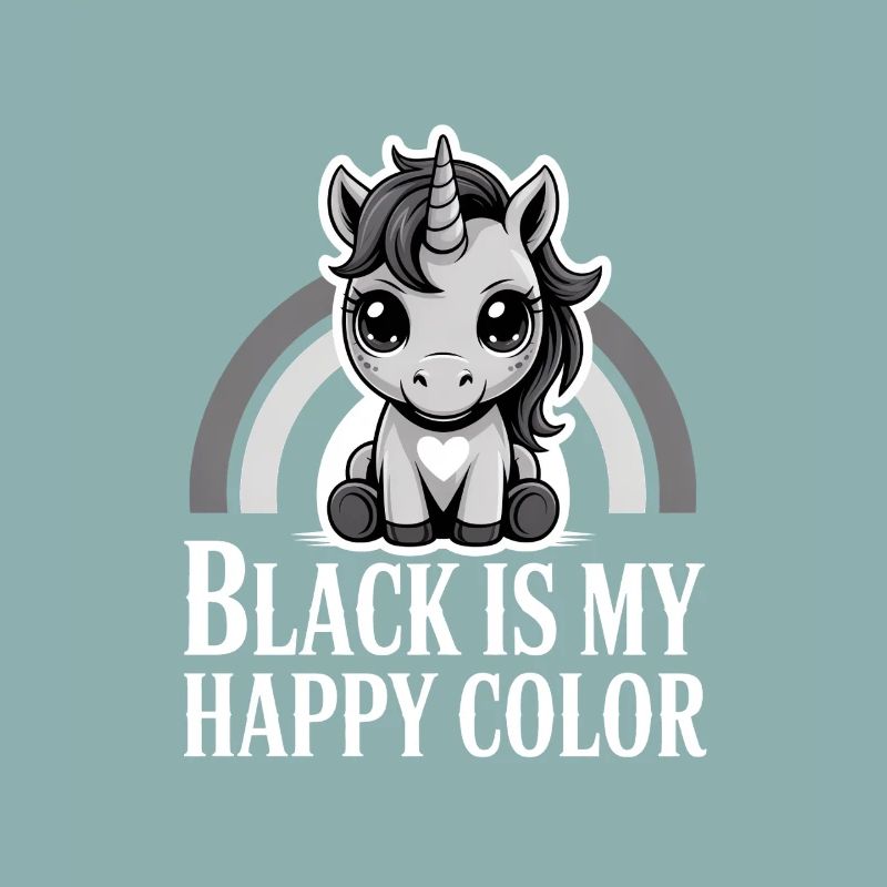 Le noir est ma licorne de couleur joyeuse