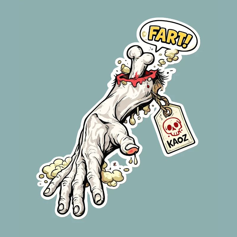 Fart Skeleton Zombie Hand Sticker