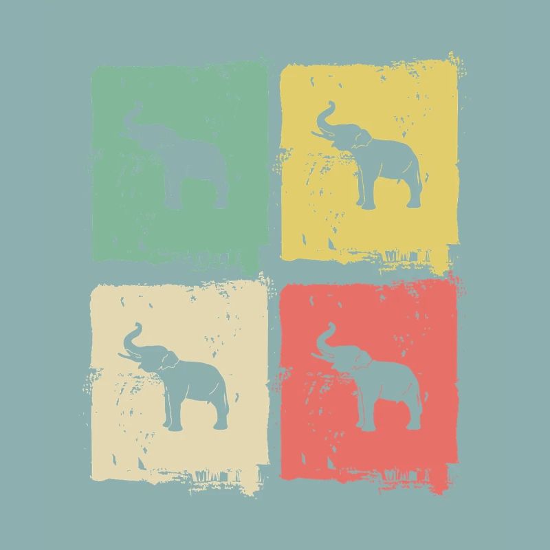 Elephant Quadri Pastel Pattern