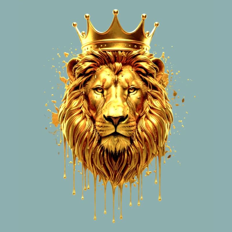 Löwe mit Krone Gold Optik – Majestätisch