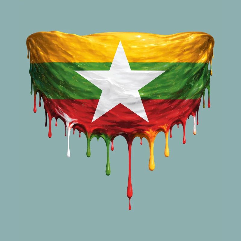 Myanmar Flag Drop Art