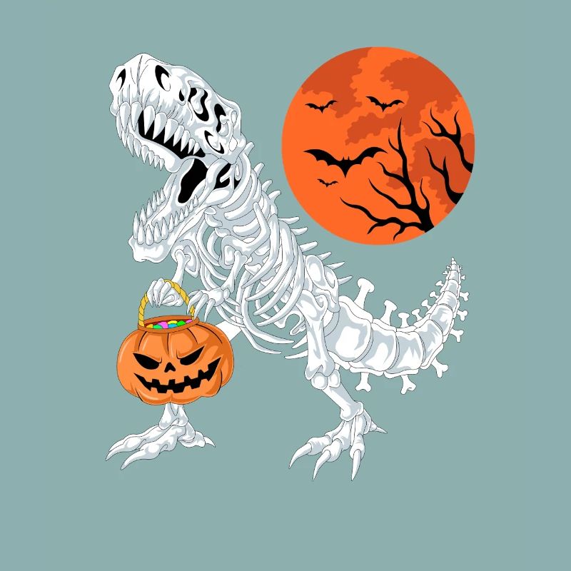T-Rex Skelett Halloween Kürbis Süßes oder Saures