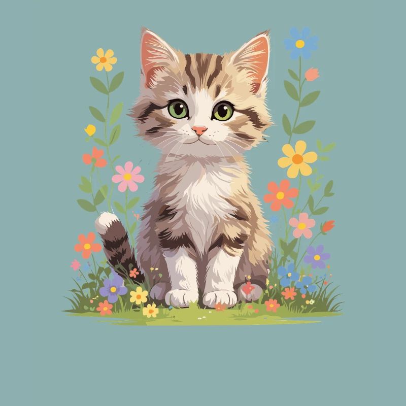 Des chatons dans une mer de fleurs