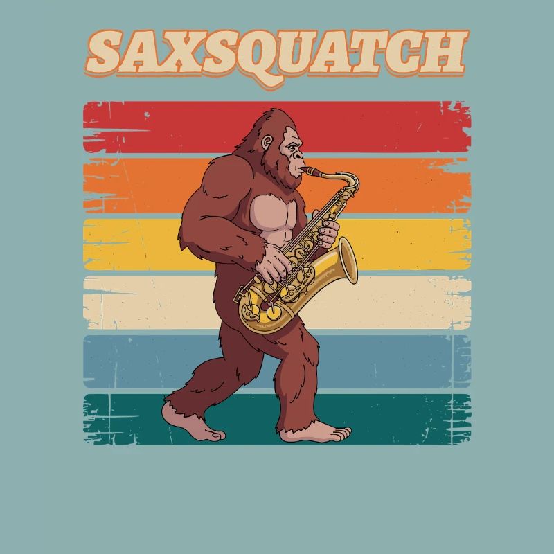 Sax Squatch sur des rayures rétro