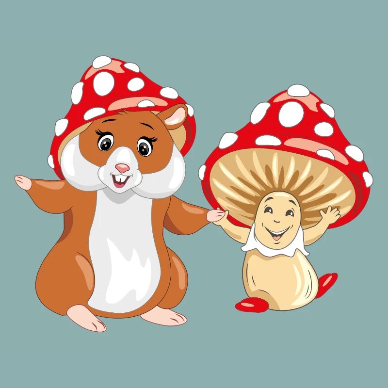 Drôle de hamster et amanite heureuse