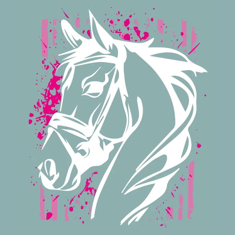 Cheval de style graffiti avec éclaboussure de couleur rose