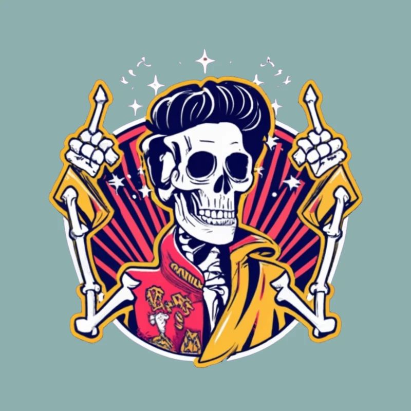 Neon Skull Rockabilly Duel