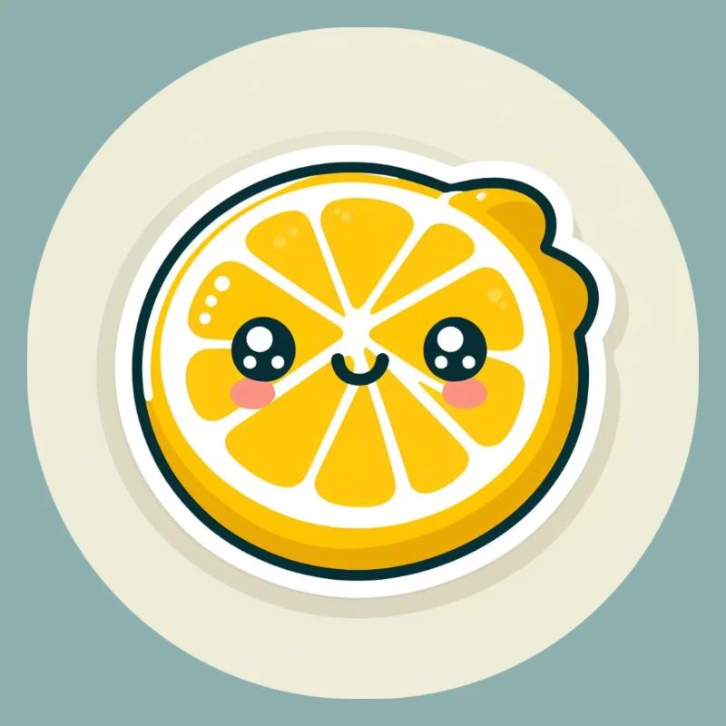 Yellow lemon slice with face